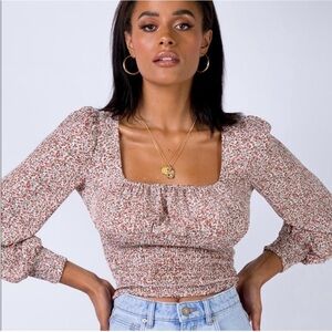 Princess Polly Floral Square Neck Smocked Top